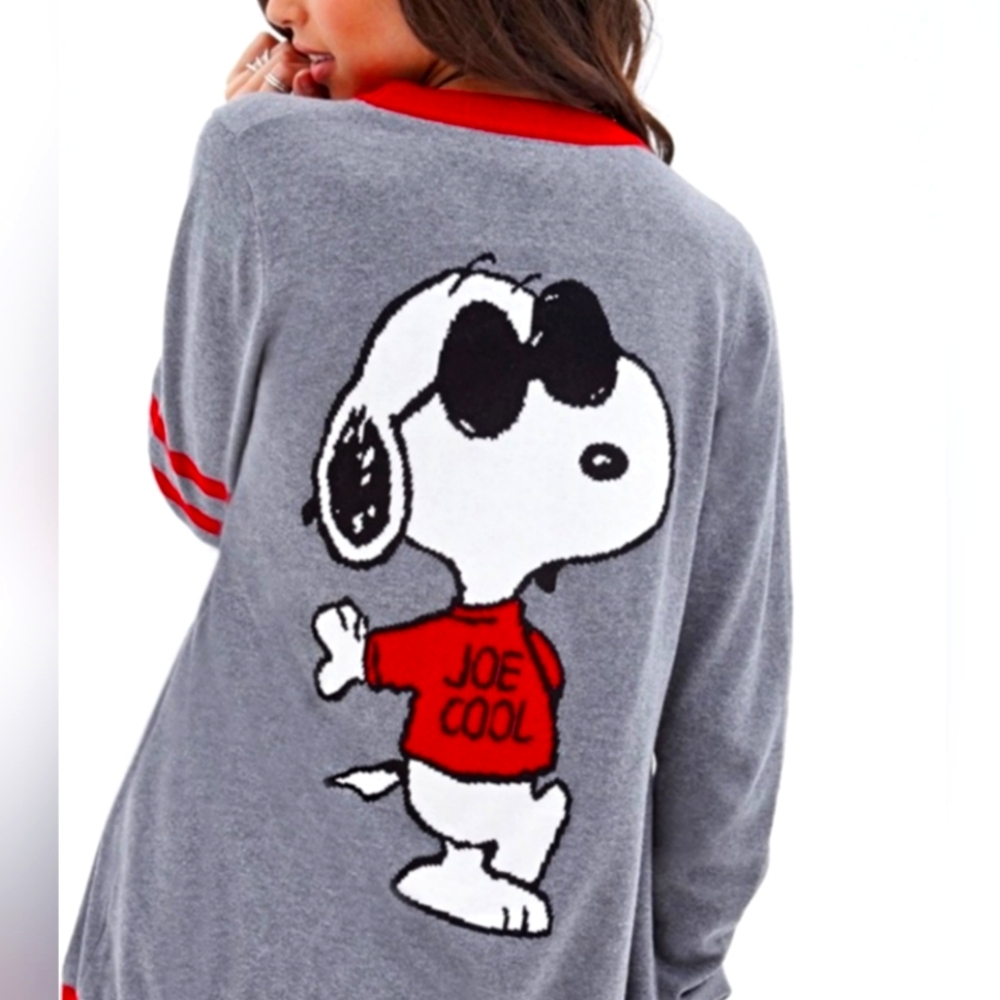 Peanuts Snoopy Joe Cool Varsity Cardigan sweater